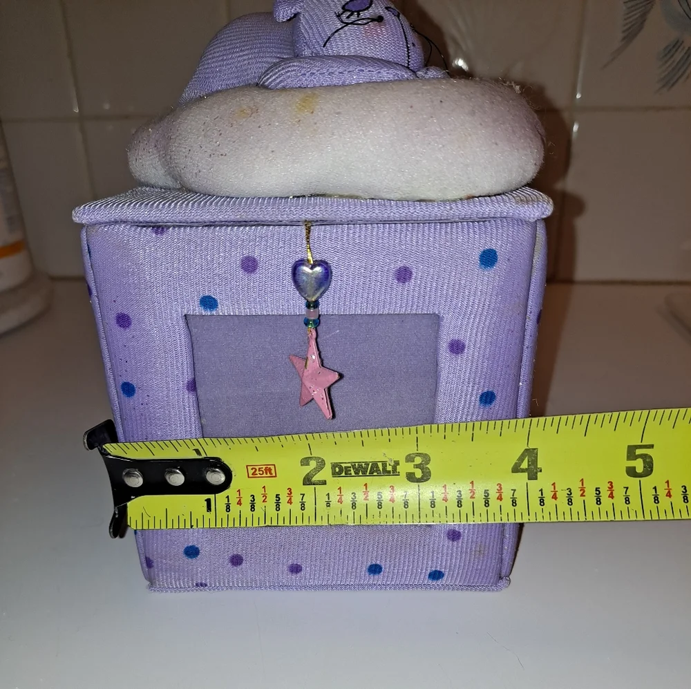 Cat cloud photo jewelry box picture container purple organizer keepsake decor